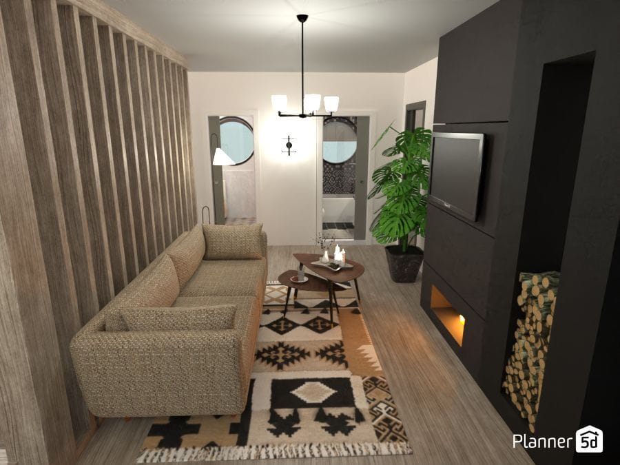 sala de estar compacta e sofisticada
