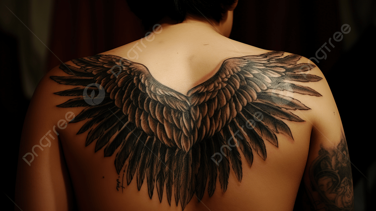 tatuagem de asas nas costas