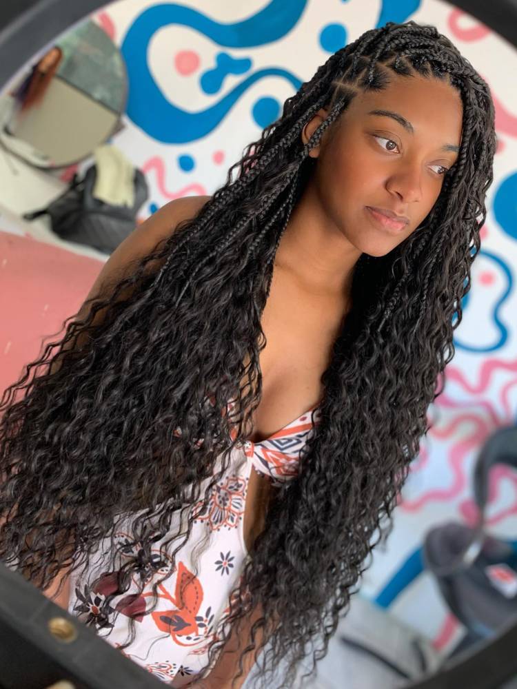 gypsy braids com mechas iluminadas