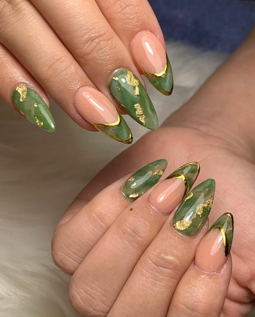 unha almond decorada preta