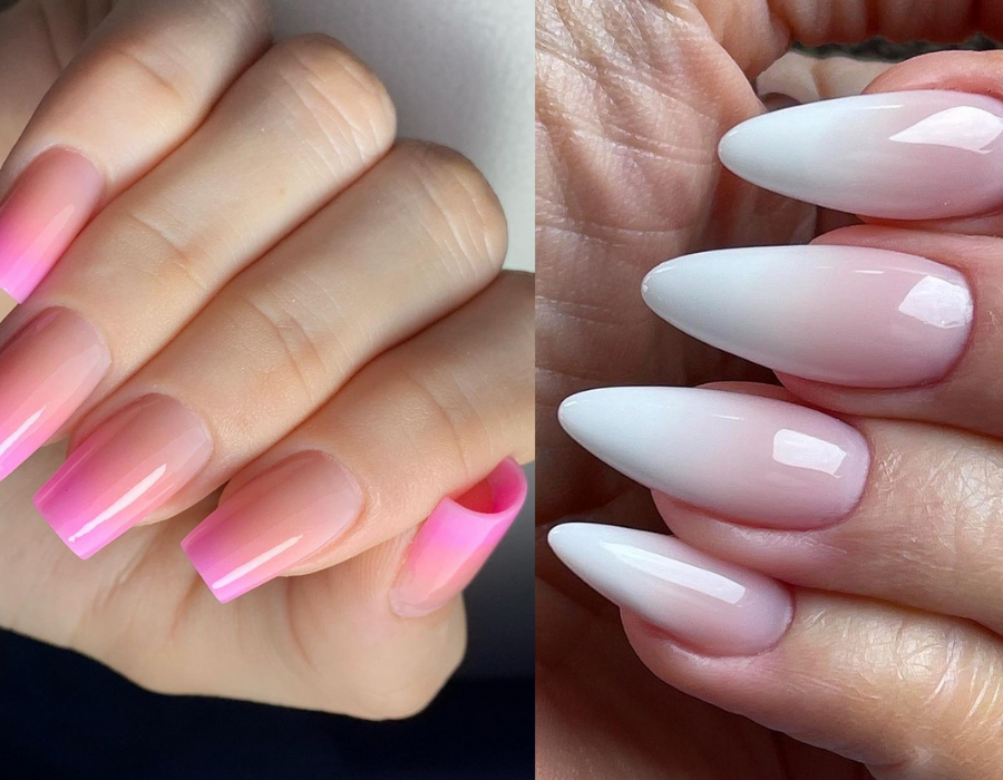 nail art baby boomer brilhante