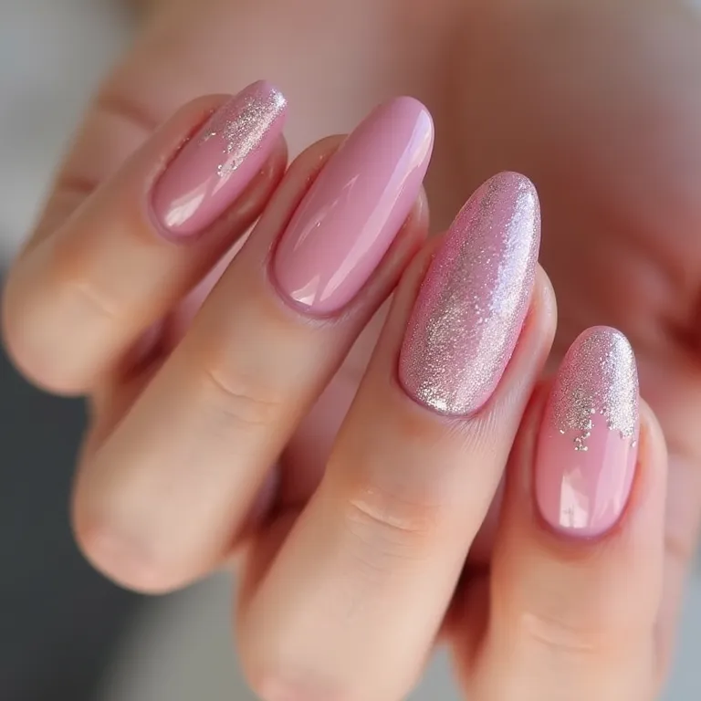 unha de gel rosa com flores