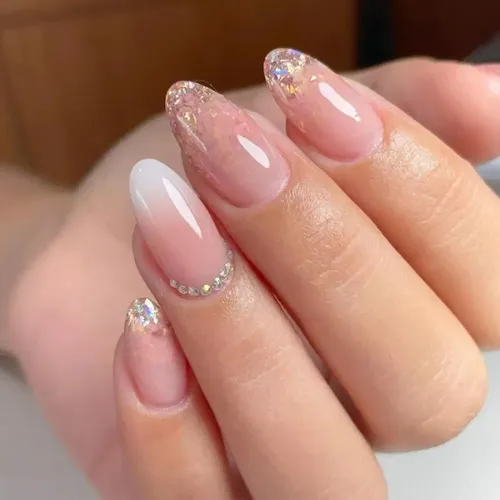 unhas almond francesinha colorida