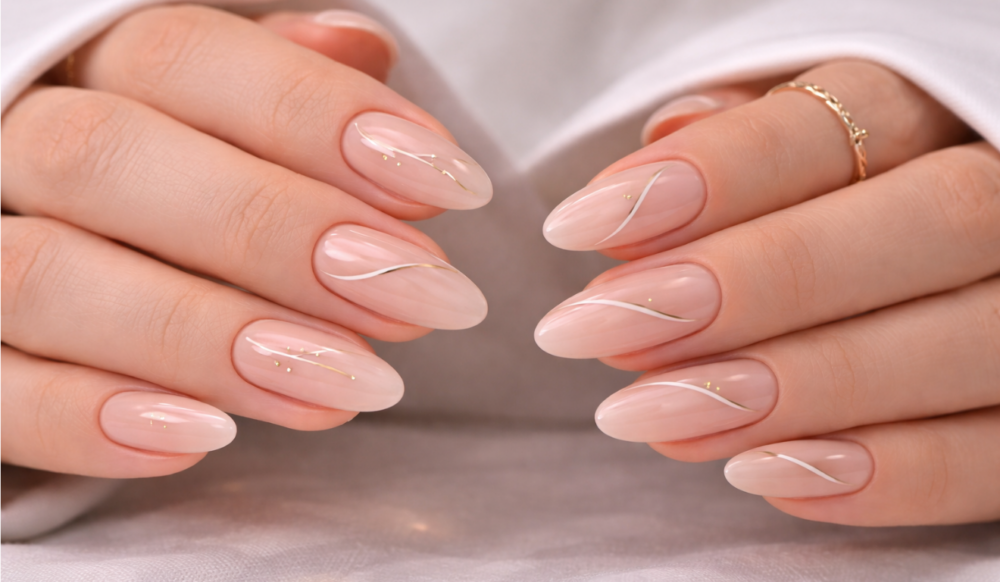 unhas de gel formato quadrado arredondado