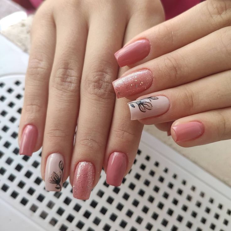 unhas decoradas rosa naturais