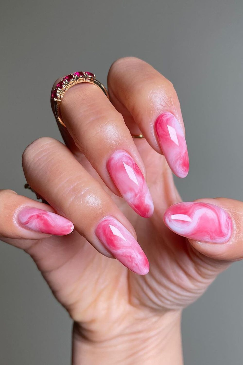 unhas decoradas rosa quadrada