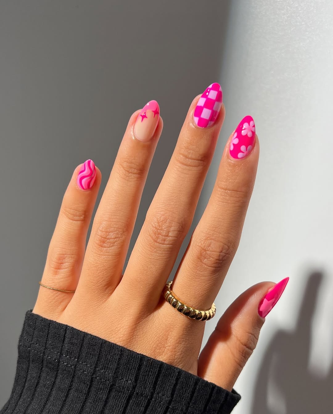unhas rosa pink