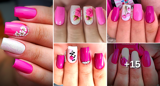 unhas decoradas rosa e preto