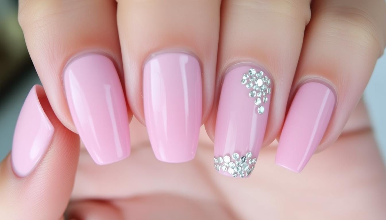unhas decoradas rosa minimalistas