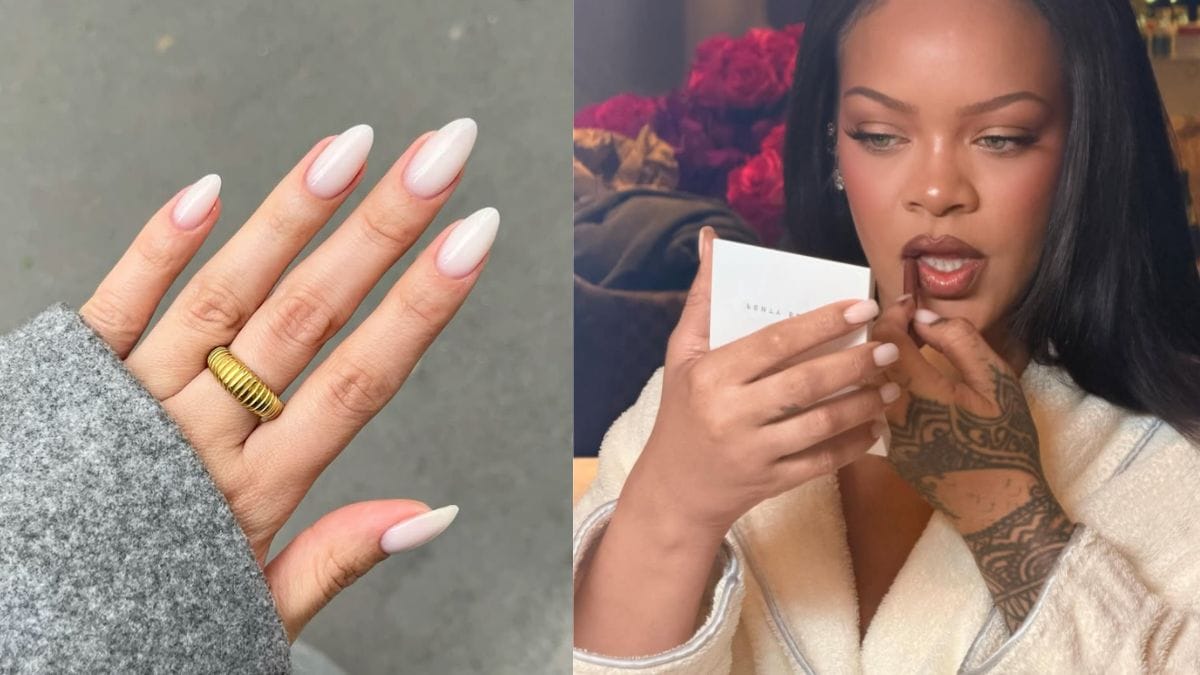 unhas com detalhes dourados finos