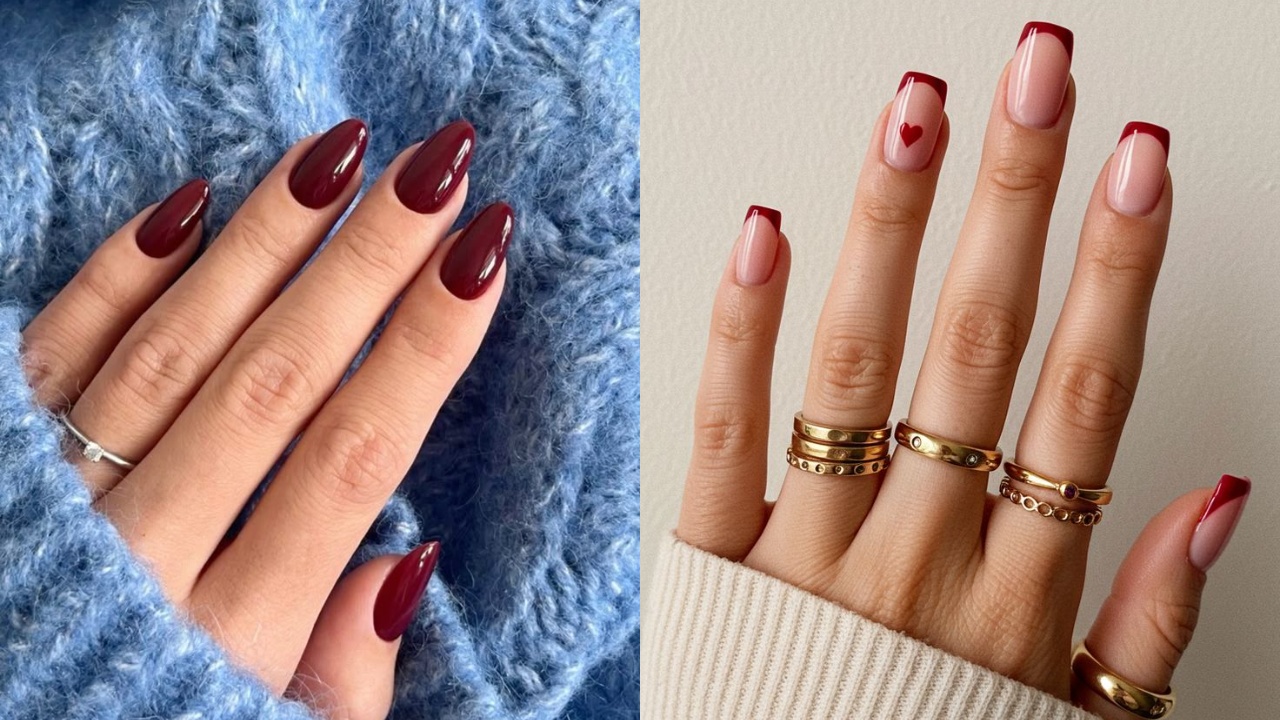 Unhas ombré vermelhas