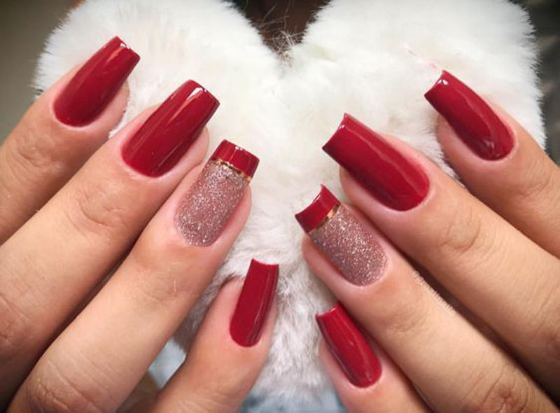 unhas vermelhas em gel sem cabine