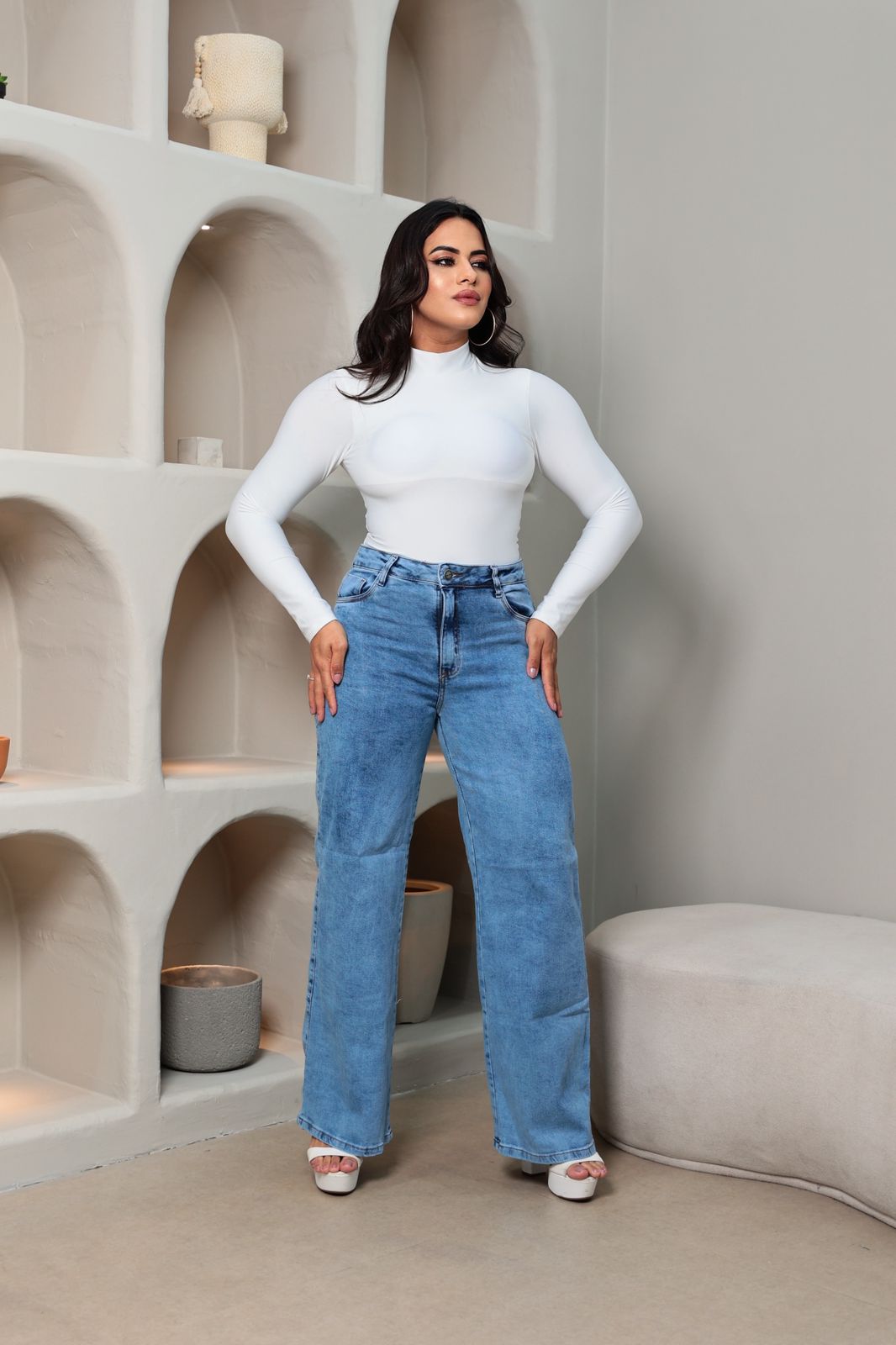 Calça wide leg feminina