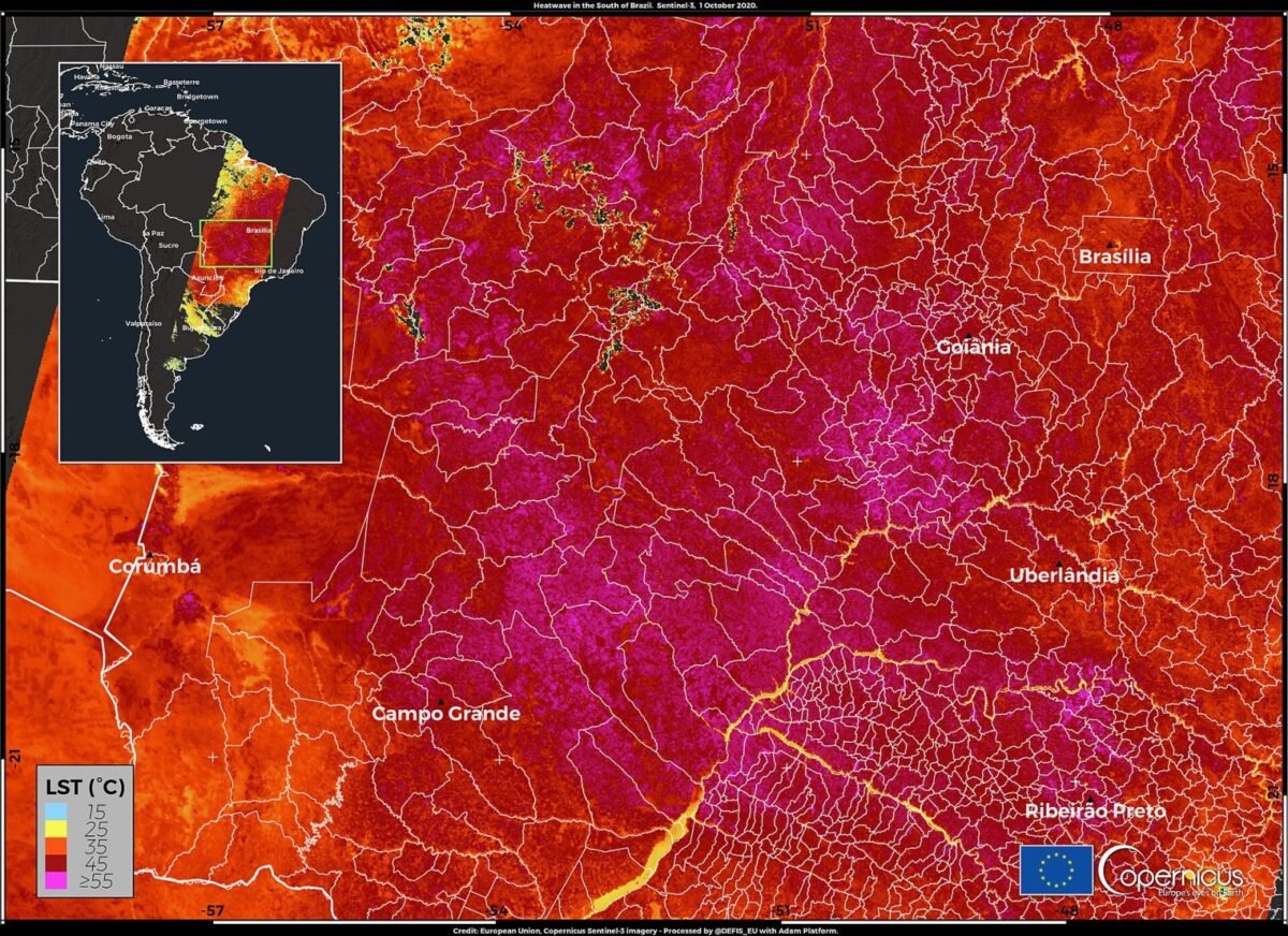 A severe heatwave is currently affecting South America, and several temperature records have been beaten in the first two weeks of the local spring. E