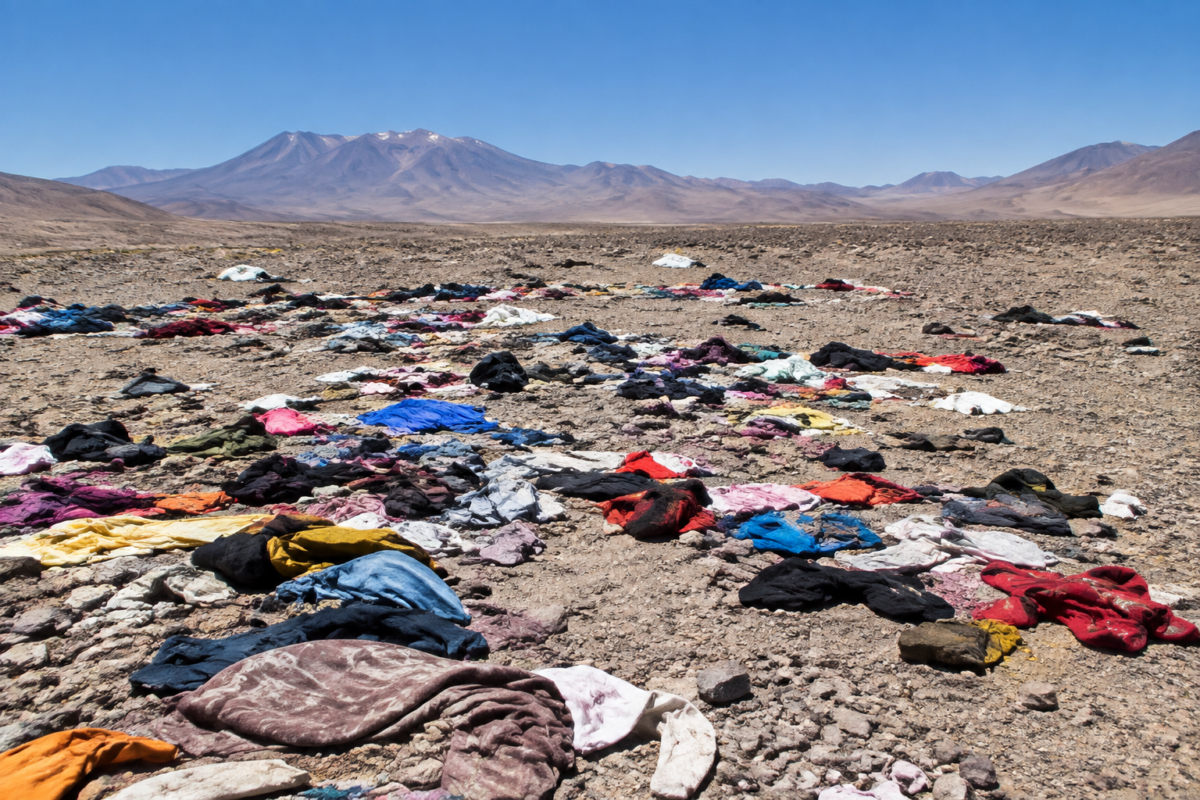 Mais de 60 mil toneladas de roupas se acumulam no Deserto do Atacama